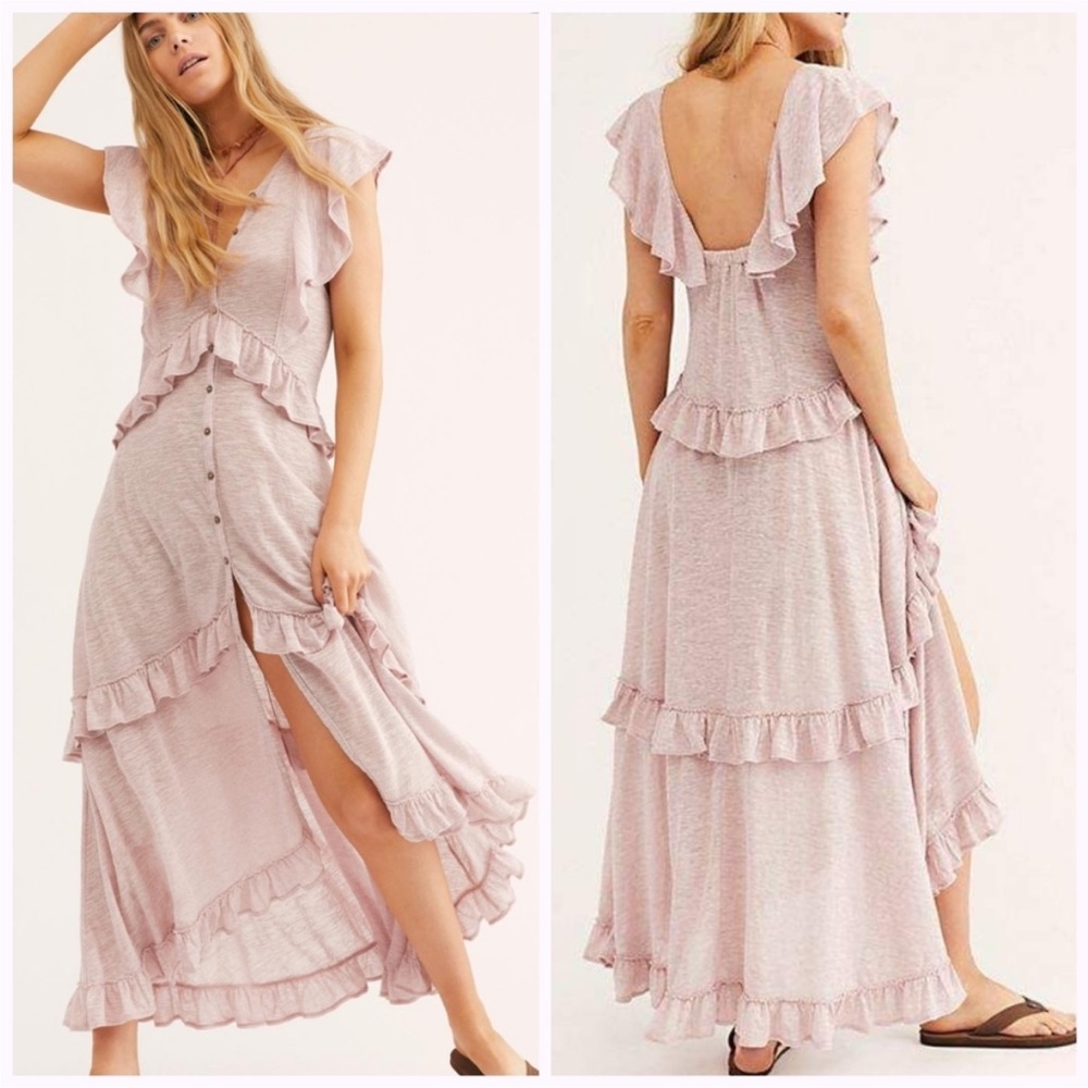 Free People Beach Amelia Ruffle Maxi Dress Small